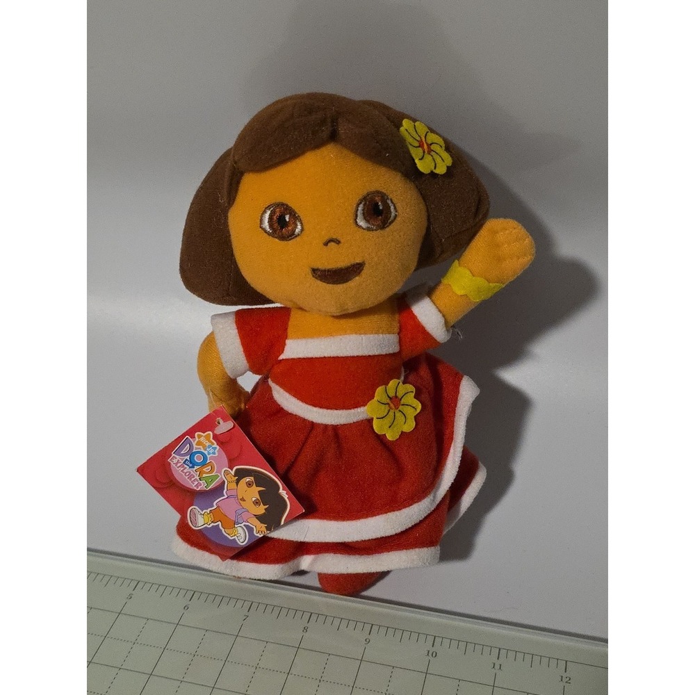 New Nanco Dora The‎ Explorer Nickelodeon 8" Plush Dora wearing ethnic dress NWT